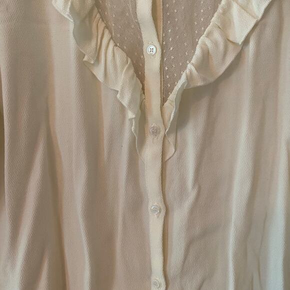 Pablo White Ruffle Button Down Blouse French Viscose Lightweight Women's size 38 - Picture 5 of 10